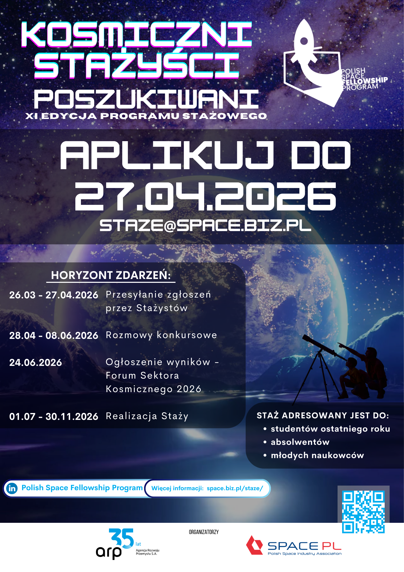 Ruszamy z naborem stażystów do programu Polish Space Fellowship Program!