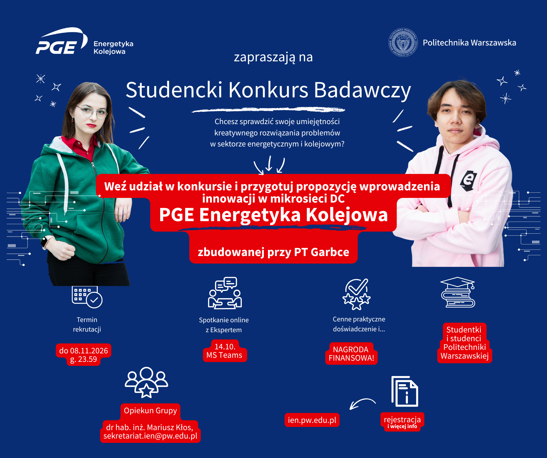 Studencki Konkurs Badawczy PW - zaprojektuj przyszłość energetyki kolejowej i wygraj nawet 8000 zł
