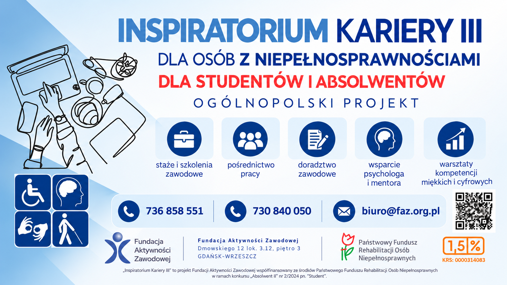 Inspiratorium Kariery III. Płatne staże i wsparcie zawodowe dla osób z niepełnosprawnościami