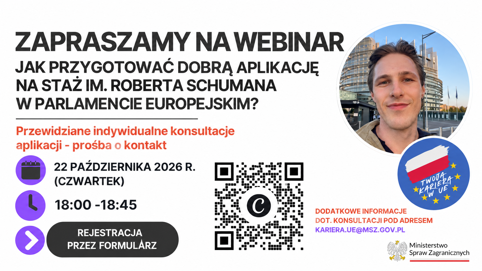 Jak dostać się na staż w Parlamencie Europejskim? Webinar MSZ